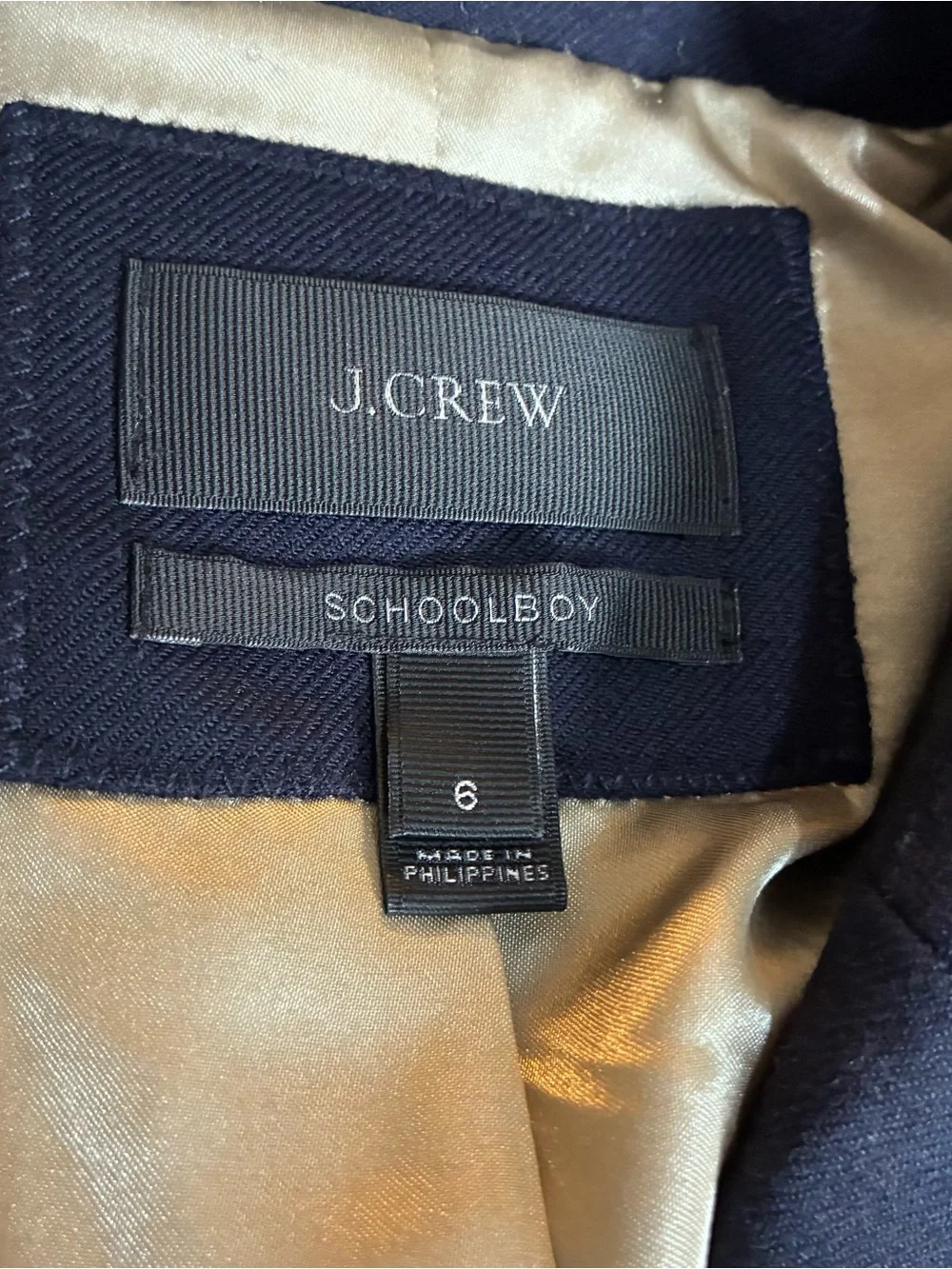 J. Crew Schoolboy Wool Blazer Navy Gold Buttons Size 6 S Classic Fitted Preppy